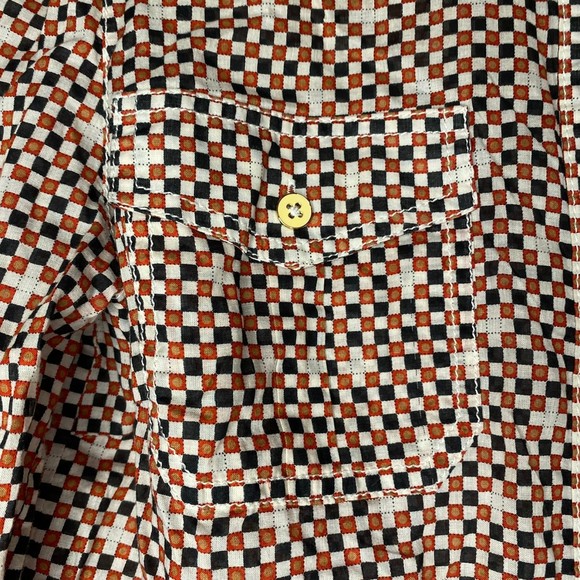 TORY BURCH womans size 6 Brigitte 100% cotton orange blue check button top - Picture 6 of 12